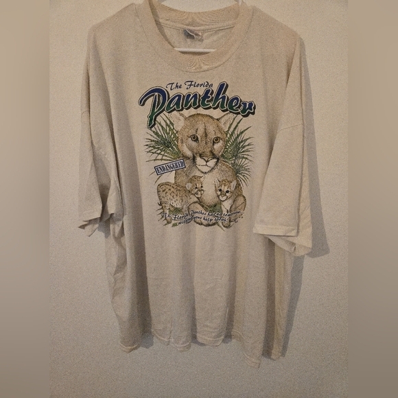 Vintage Florida Panther Hanes Heavyweight T Shirt Mens Size XXXL Endangered Big